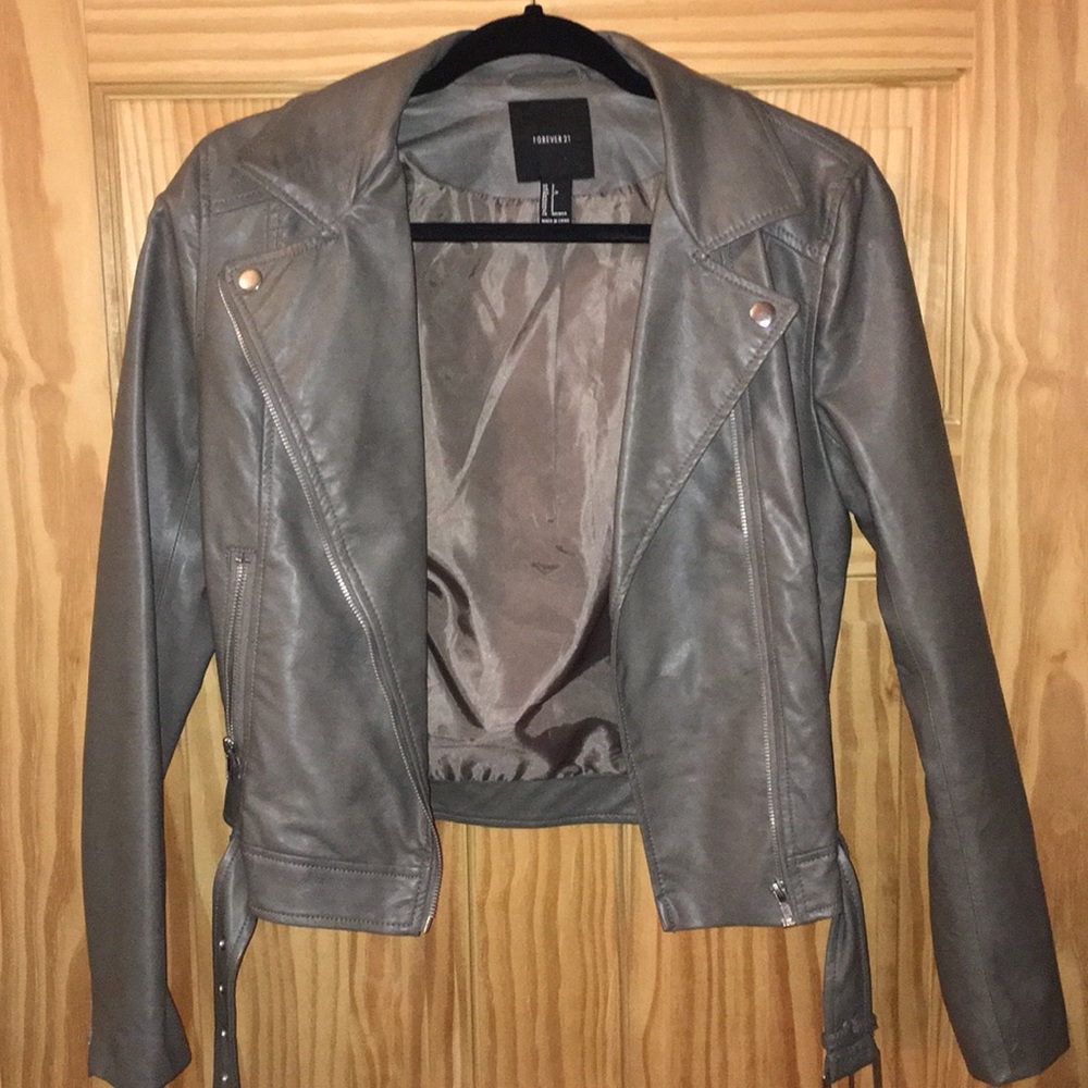 Forever 21 Gray Faux Leather Jacket